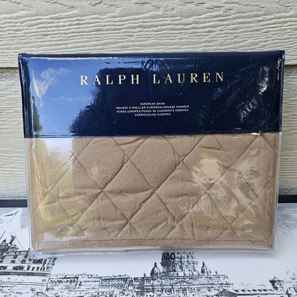 NWT Ralph Lauren Equestrian Cromwell Quilted euro sham Camel tan
